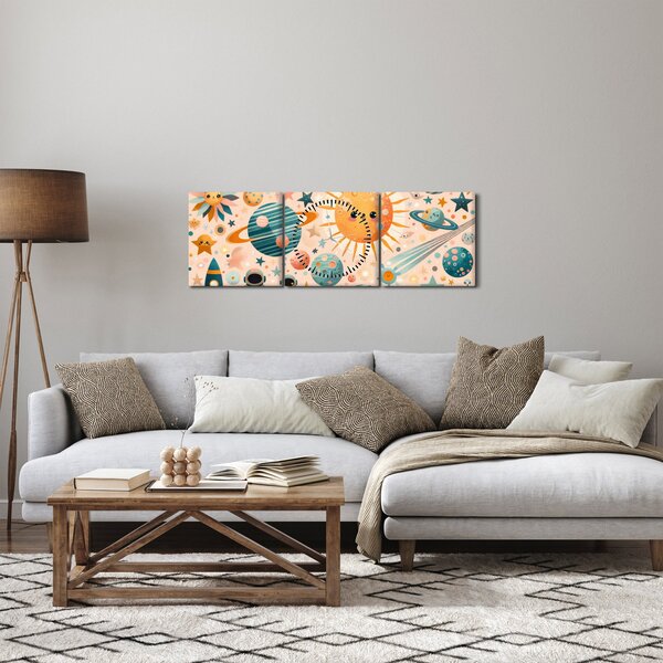 Slika - Dijelovi svemira (sa satom) (90x30 cm)