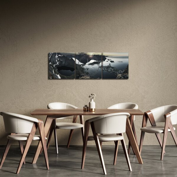 Slika - Norveške planine (sa satom) (90x30 cm)
