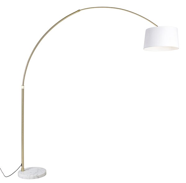 Lučna svjetiljka od mesinga s bijelim sjenilom od tkanine bijelo 50 cm - XXL