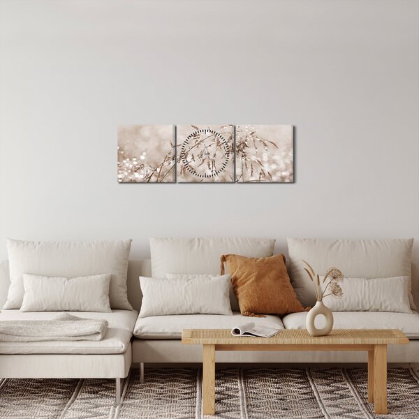 Slika - Livada u smeđim tonovima (sa satom) (90x30 cm)