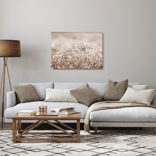 Staklena slika - Livada u smeđim tonovima (70x50 cm)