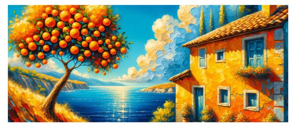 Slika - Kuća s narančama II. (120x50 cm)