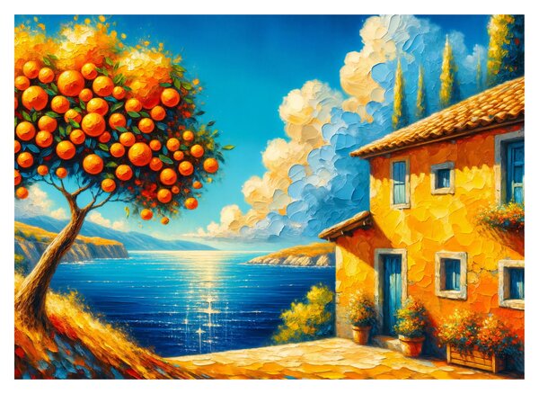 Slika - Kuća s narančama II. (70x50 cm)