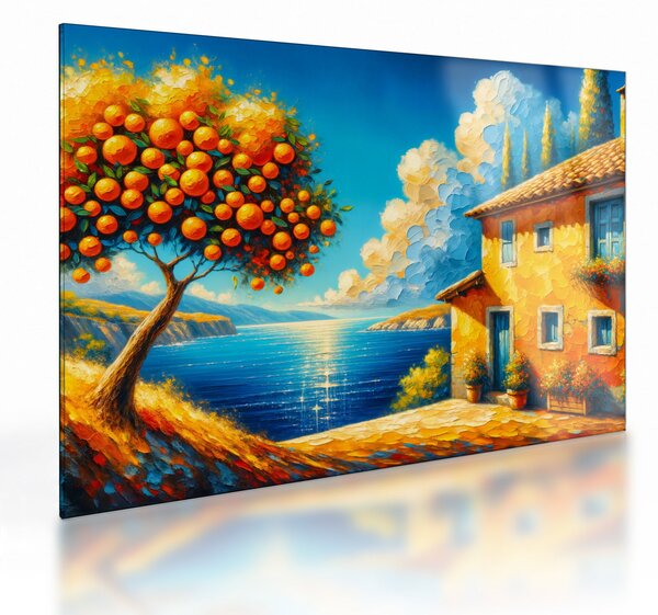 Staklena slika - Kuća s narančama II. (70x50 cm)