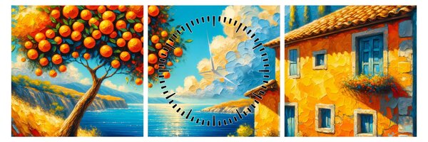 Slika - Kuća s narančama II. (sa satom) (90x30 cm)