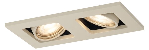 Moderno ugradno reflektorsko svjetlo bež GU10 50 mm okretno i nagibno 2-svjetlo - Qure