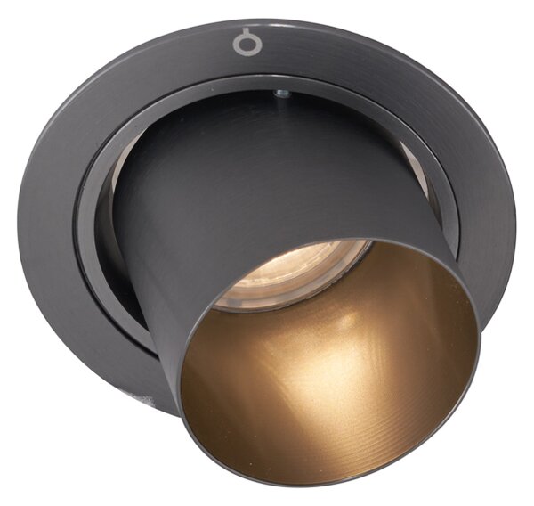 Set od 6 modernih ugradbenih reflektora boje metala GU10 50 mm okrugli, nagibni - Installa