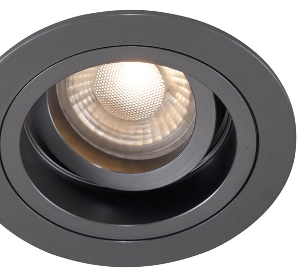 Set od 6 Moderno ugradno reflektorsko svjetlo tamnosivo GU10 50 mm okruglo nagibno - Chuck