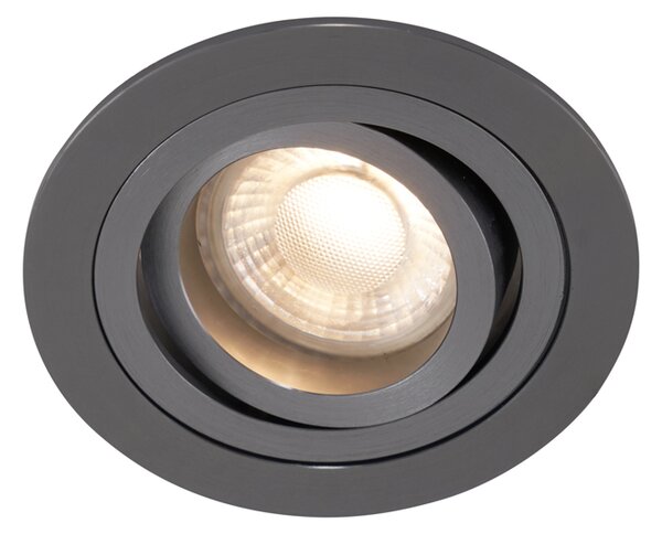 Set od 6 modernih ugradbenih reflektora Gunmetal GU10 50mm okrugli nagibni - Rondoo