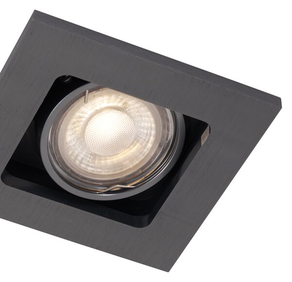 Set od 6 modernih ugradbenih reflektora metalno sive boje GU10 50mm okrugli nagibni - Qure