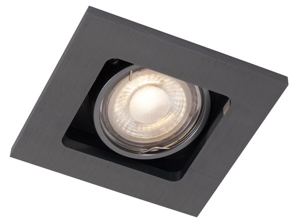 Set od 6 modernih ugradbenih reflektora metalno sive boje GU10 50mm okrugli nagibni - Qure