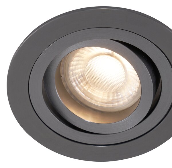 Set od 6 modernih ugradbenih reflektora Gunmetal GU10 50mm okrugli nagibni - Rondoo