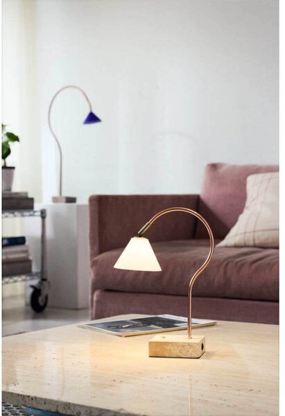 Prijenosna stolna lampa Question, bakrena/opal - Halo Design