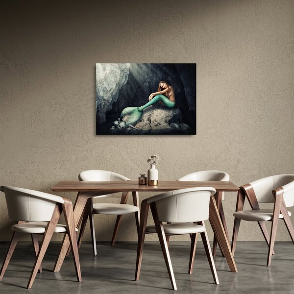 Staklena slika - Sirena na stijeni (70x50 cm)