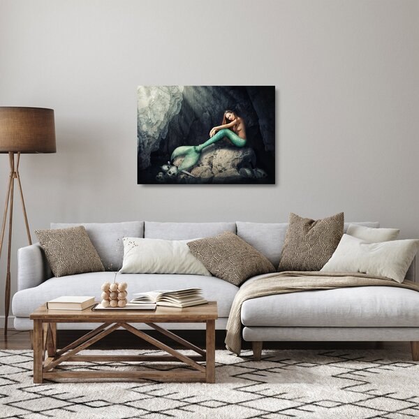 Staklena slika - Sirena na stijeni (70x50 cm)