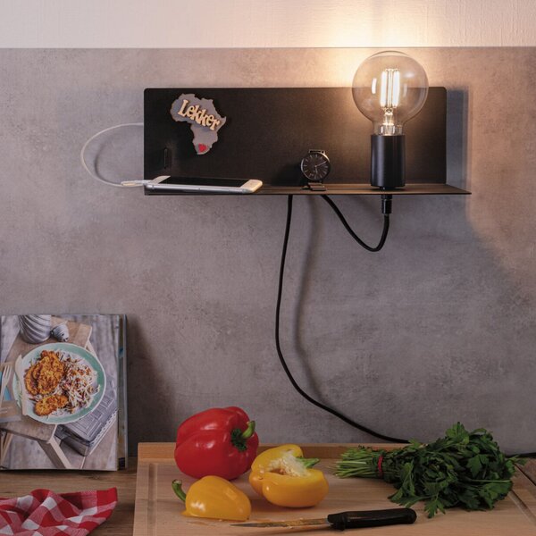 Zidne Svjetiljka Paulmann, Devara, prigušiv, Crno, Spavaća soba, Metal, Moderan