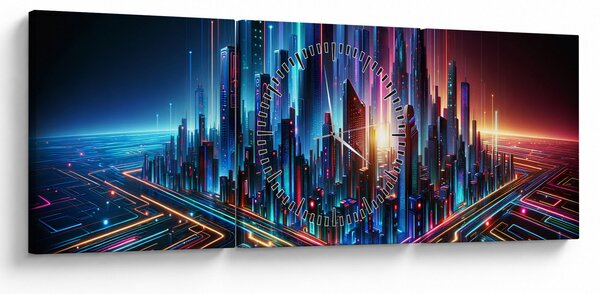 Slika - Grad budućnosti (sa satom) (90x30 cm)