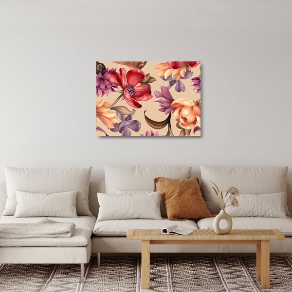 Staklena slika - Vintage cvijeće (70x50 cm)