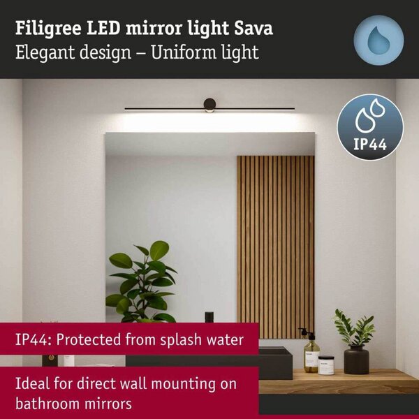 Zidna svjetiljka Sava IP44 500lm 7.5W Matt crna - Paulmann