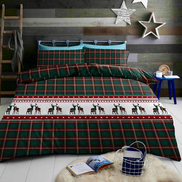 Flanel posteljina REINDEER zelena Dimenzije posteljine: 70 x 90 cm | 140 x 200 cm