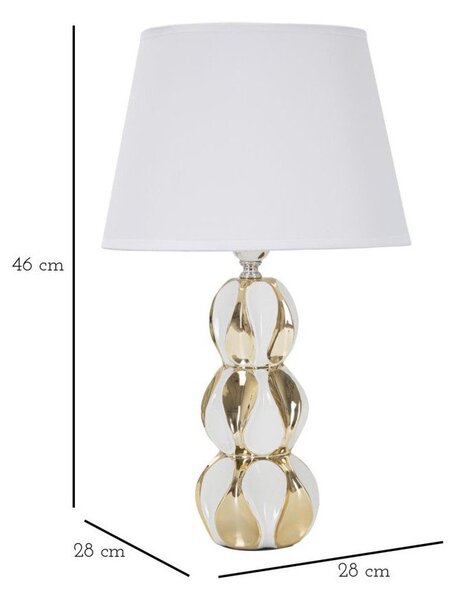 Bijela/u zlatnoj boji stolna lampa keramička s tekstilnim sjenilom (visina 46 cm) Glam Balls – Mauro Ferretti