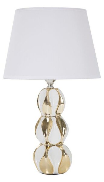 Bijela/u zlatnoj boji stolna lampa keramička s tekstilnim sjenilom (visina 46 cm) Glam Balls – Mauro Ferretti