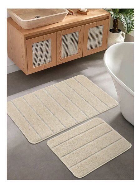 Krem kupaonske prostirke u setu 2 kom 50x80 cm Yeni Cizgli – Foutastic