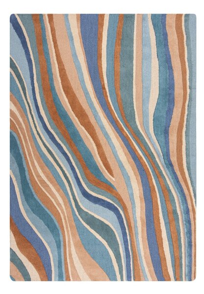 Plavi ručno rađen vunen tepih 160x230 cm Abstract Flow – Flair Rugs