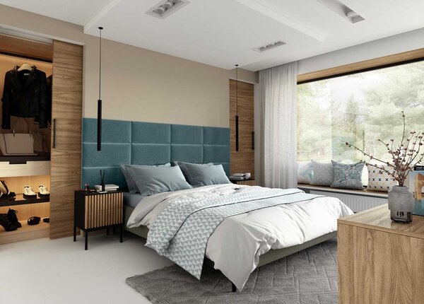 Tapecirani zidni panel QUADRATTA 20x50 cm, plavi Boja: Plava