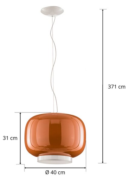 Viseće Svjetiljka Foscarini, Chouchin 1, prigušiv, Naranča, Kuhinja, Staklo, Dizajn