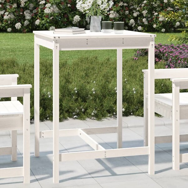 VidaXL Vrtni stol bijeli 82,5 x 82,5 x 110 cm od masivne borovine