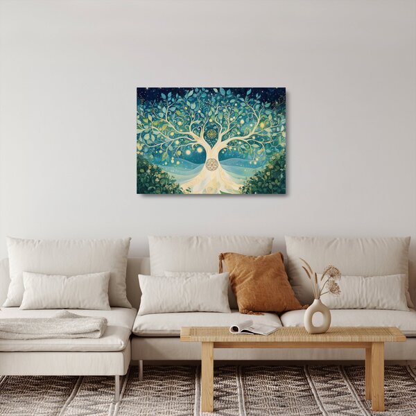 Staklena slika – Magično drvo sa spiralama (70x50 cm)