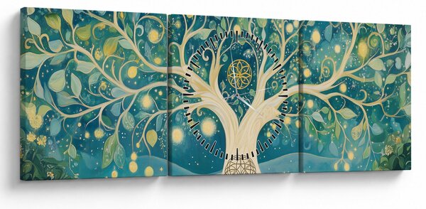 Slika – Magično drvo sa spiralama (sa satom) (90x30 cm)