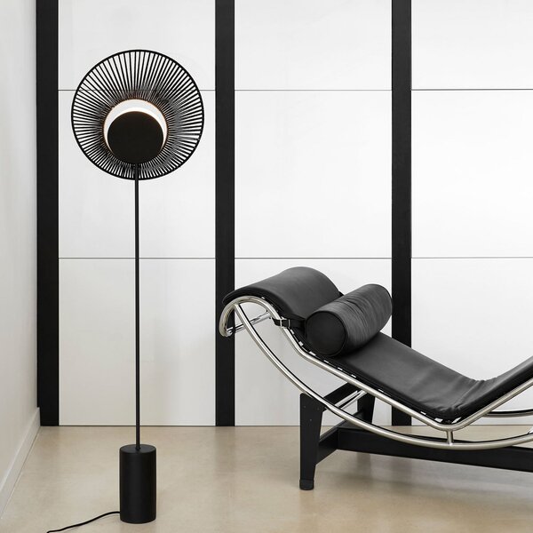 Podne Lampa Forestier, Oyster, Crno, Dnevna soba, Metal, Dizajn