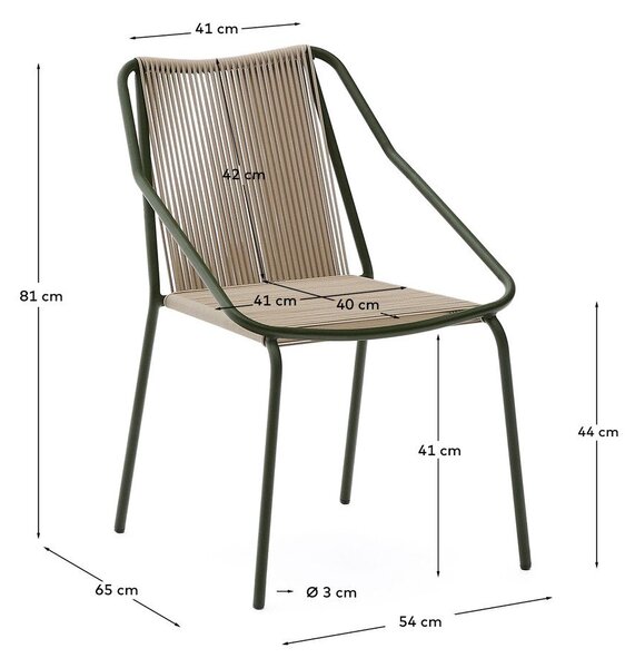 Tamno zelena/bež metalna vrtna stolica Zivia – Kave Home