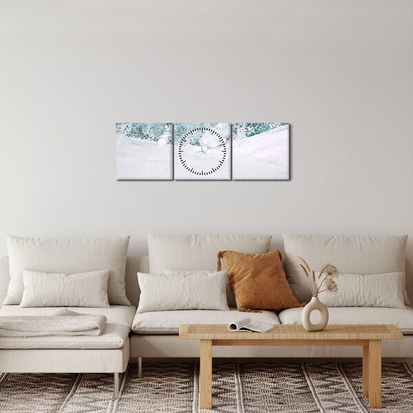 Slika - Tirkizna apstrakcija (sa satom) (90x30 cm)