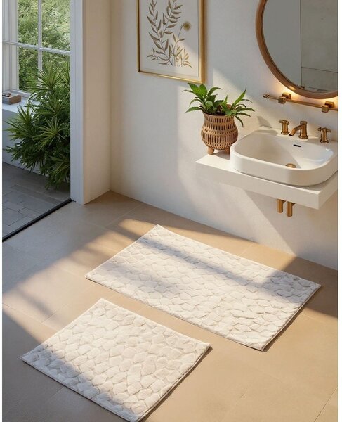 Krem kupaonske prostirke u setu 2 kom 60x100 cm Rabbit – Foutastic