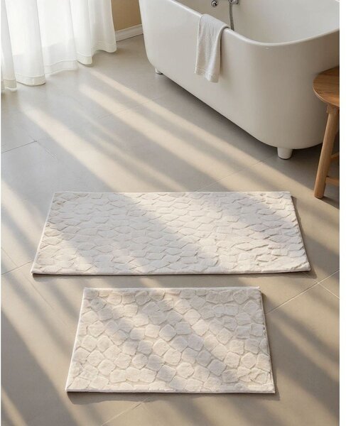 Krem kupaonske prostirke u setu 2 kom 60x100 cm Rabbit – Foutastic