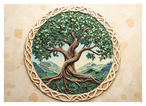 Staklena slika – Ispleteno drvo života (70x50 cm)