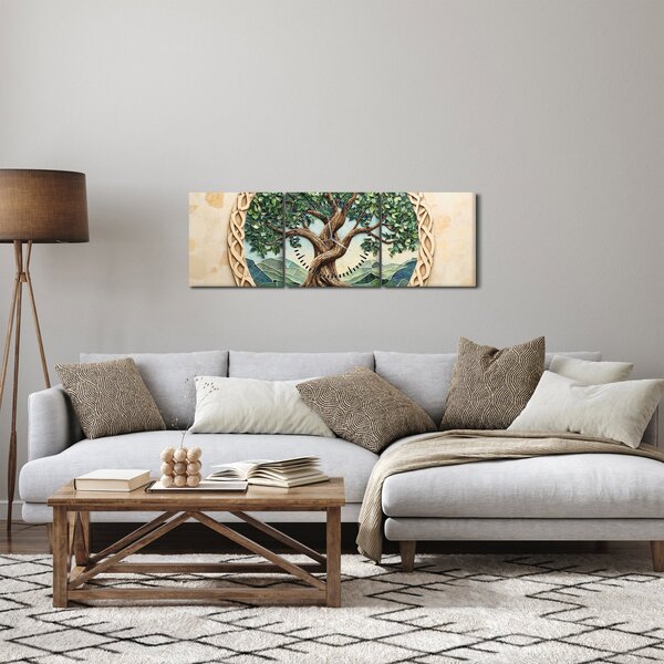 Slika – Ispleteno drvo života (sa satom) (90x30 cm)