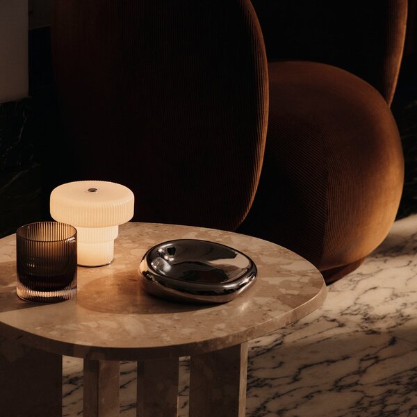 Stolne Lampa ferm LIVING, Ripple, prigušiv, Bijela, Dnevna soba, Staklo, Moderan