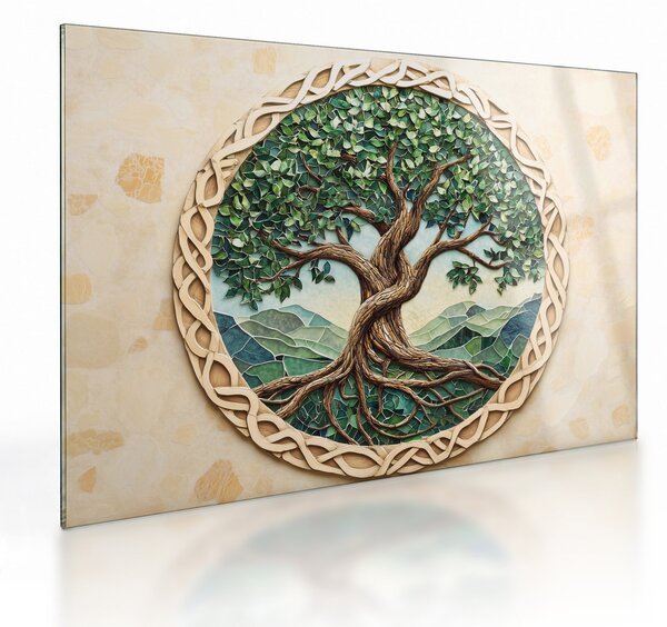 Staklena slika – Ispleteno drvo života (70x50 cm)
