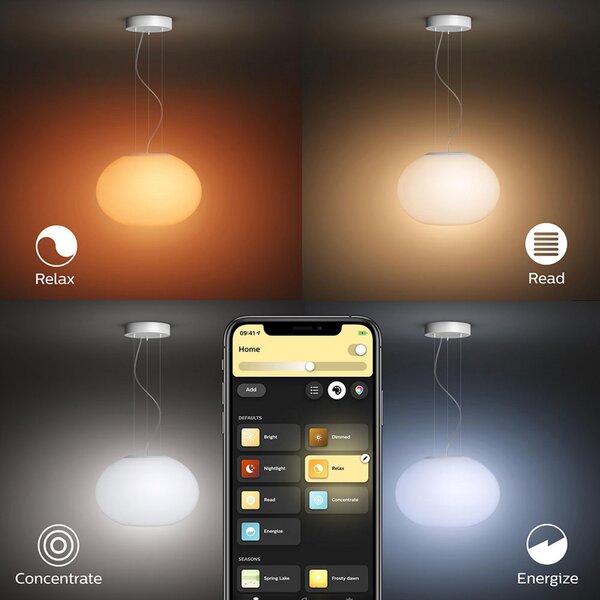 Viseće Svjetiljka Philips Hue, Bijela, Dnevna soba, Staklo