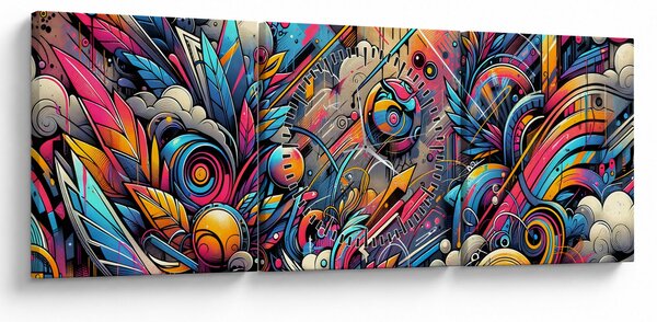 Slika - Šareni grafiti (sa satom) (90x30 cm)