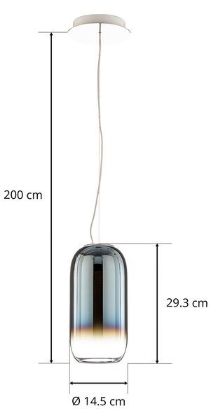 Viseće Svjetiljka Artemide, Gople Mini, prigušiv, Plava, Dnevna soba, Staklo, Dizajn