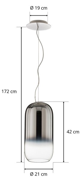 Viseće Svjetiljka Artemide, Gople, prigušiv, Sivo, Dnevna soba, Staklo, Dizajn