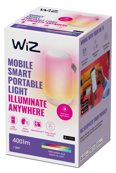 Stolne Lampa WiZ, Mobile Portable, prigušiv, Bijela, Dnevna soba, Plastika, Moderan