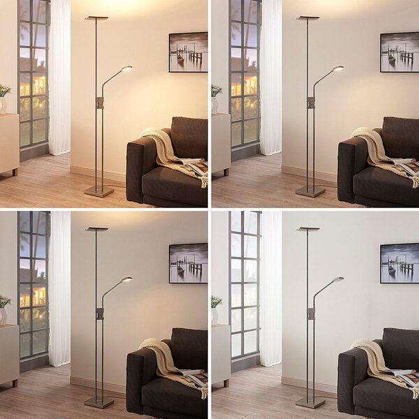 Podne Lampa Lindby, Jonne, prigušiv, Metalik, Dnevna soba, Metal, Moderan