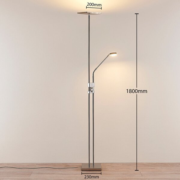 Podne Lampa Lindby, Jonne, prigušiv, Metalik, Dnevna soba, Metal, Moderan