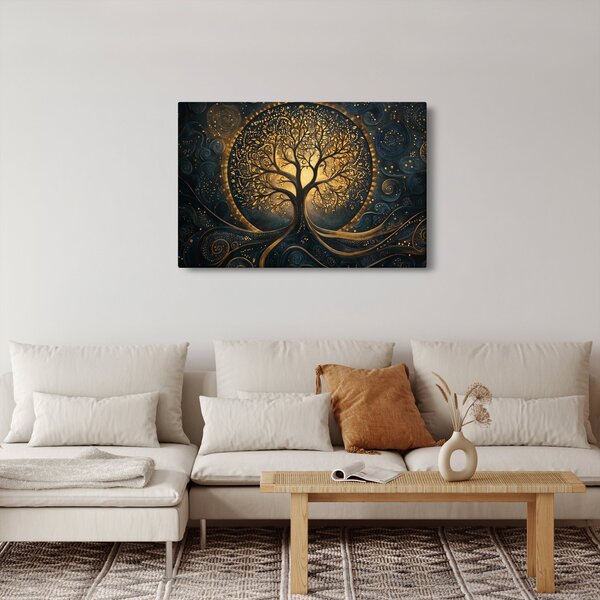 Slika – Drvo sa zlatnom aurom (90x60 cm)